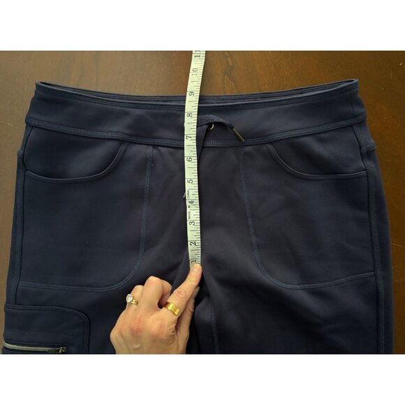 Athleta Wide Leg Utility Fleece Lined Sweatpants in Navy Blue Size Small Tall - Picture 10 of 15